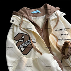 Loose Fit American Baseball Uniform with Letter Embroidery �Women's Y2K Fashion Jacket