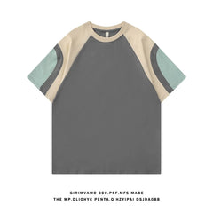Summer Oversized Patchwork Tee Unisex American Short-Sleeve Top