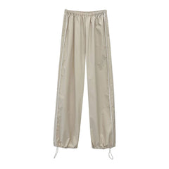 Y2K Baggy Cargo Pants for Women Drawstring Elastic Low Waist Loose