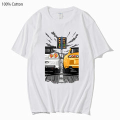 Cartoon Car T-Shirts Cool Print Men's Casual Summer Tops