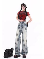 Women's Y2K Graffiti Baggy Jeans Vintage Aesthetic