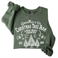 Christmas Tree Farm Vintage Christmas Sweatshirt Retro Christmas Cozy Tops Sudadera