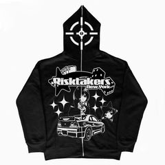Men Hoodie Y2k Gothic Anime Car Long Sleeve Korean Fashion