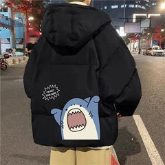 Korean Style Winter Parka: Men Casual Harajuku Jacket with Zipper Thickened Loose Fit