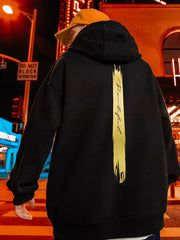 y2k Gold Letter Print Hoodies For Men