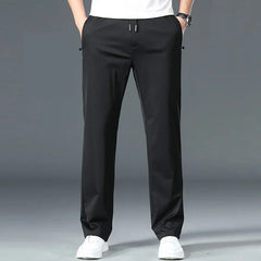 Stylish and Comfortable: Blue Men's Straight Stretch Pants for Business and Work