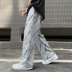 Autumn Winter Letter Fashion Straight Pants Streetwear