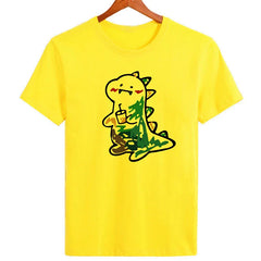 Cute Dinosaur Graffiti T-shirt Men Casual Summer