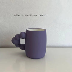 Ceramic Gourd Bead Handle Mug Stylish Cup for Home Bar and Parties