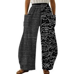 Length Wide Leg Pants with Cute Kitty Cats Graphics