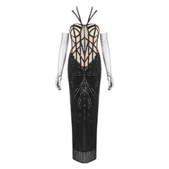 Black Sequin Embellished Mermaid Dress