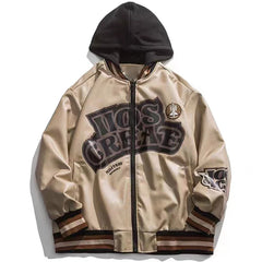 Hip-Hop Streetwear - Oversized Hooded Unisex Varsity Jacket, Y2K Harajuku