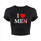 I Love Me Men Funny Red Love Heart Women Crop Top