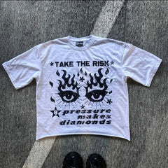 Casual Loose Cartoon Animation Printed Short-sleeved Y2k Harajuku High Street