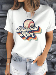 Baseball Mom Letter Graphic Printing Female T-Shirt Street