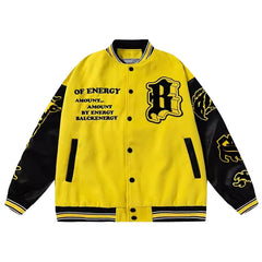 Men Hip Hop Embroidered Bomber Jacket with Varsity Baseball Outwear Style