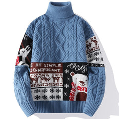 Sweater Men's Knit Turtleneck Pullover Long Sleeve Sweater Winter