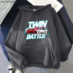 Japanese Car Print Men Hoodies Streetwear