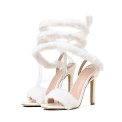 Alaska Fur Ankle Strap Heels