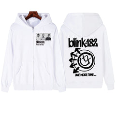 Blink 182 World Tour Zipper Hoodie Harajuku Pullover Tops Sweatshirt Streetwear