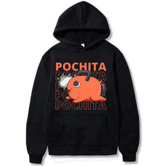 Loose Anime Pochita Graphic Printing Hooded Sweatshirt Autumn