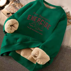 Sweatshirt Women's Winter Loose Letter Print Plush Thick Warm Fleece Pullover Top