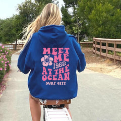 Meet Me At The Ocean Hoodie Ocean Beach Retro California Aesthetic
