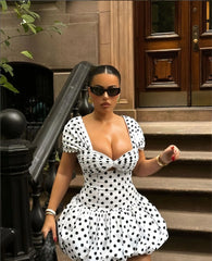 Polka Dot Fluffy Mini Dress