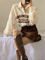 Hoodies Oversized Polo Collar Casual Tops Vintage