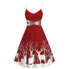 Red Skirt Magic: Christmas Deer Sexy Dress Elegant Winter Evening Wear