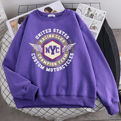 Racing Motor Hoodies Warm Crewneck Women Sweatshirt for Autumn