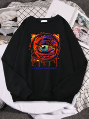 Colorful Eye Illustration With Melting Happy Face Print Men Sweatshirt Pullover Fashion