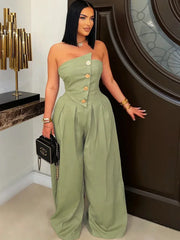 Old Money Button Down Jumpsuit