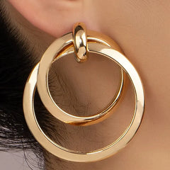 Double Trouble Gold Hoop Earrings