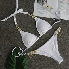 Seductive Lace-Up Halter Bikini Set