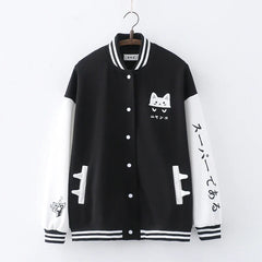 2023 Spring Vintage Cartoon Print Baseball Jacket for Women