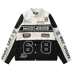 Classic American Vintage Varsity Bomber Jacket for Women with Stylish Cardigan Accents