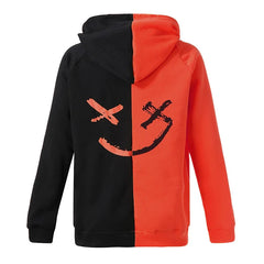 Men Smiling Face Hoodie: Stylish Spring Autumn Fashion with Two-Tone Splicing