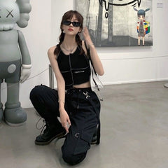 Chic Harajuku Cargo Pants Oversized Goth Streetwear for Women