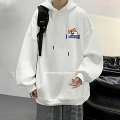 Japan Style Cute Dog Printed Hooded Men Pullovers Hoodie for Autumn