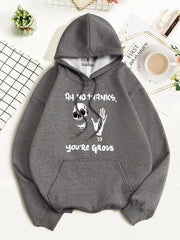 Skeleton Ah No Thanks You're Gross Men Hoodie Hip Hop Casual