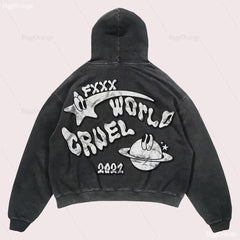 Y2K Planet Print Hoodies Trendy Streetwear for Women's Fashion