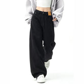 Black Baggy Straight Jeans Women Korean Fashion Streetwear High Waist Wide Leg Loose
