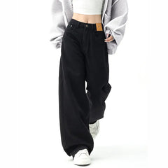 Black Baggy Straight Jeans Women Korean Fashion Streetwear High Waist Wide Leg Loose