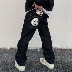 Print Men's Jeans: High Street, Low Waist, Funny Pants