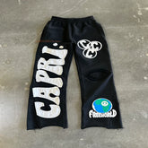 Sporty Casual Loose Fit Patchwork Trousers