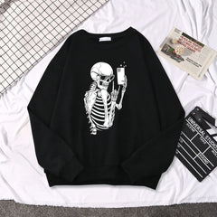Skeleton Sweatshirts Women Cool Selfie Print