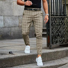 Casual Men's Stripe Plaid Pencil Pants