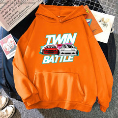 Japanese Car Print Men Hoodies Streetwear