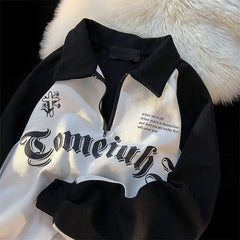 Deeptown Vintage Graphic Sweatshirts Women Oversized Streetwear Pullover Harajuku
